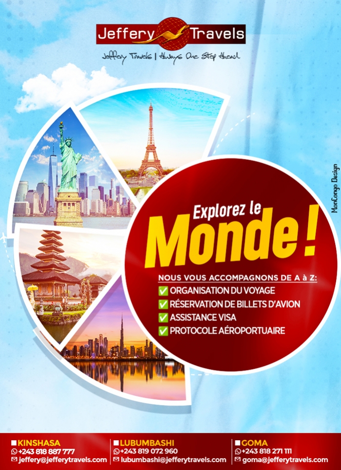 JEFFERY TRAVELS – Voyage - Billet d'avion - Kinshasa - RD Congo – MonCongo